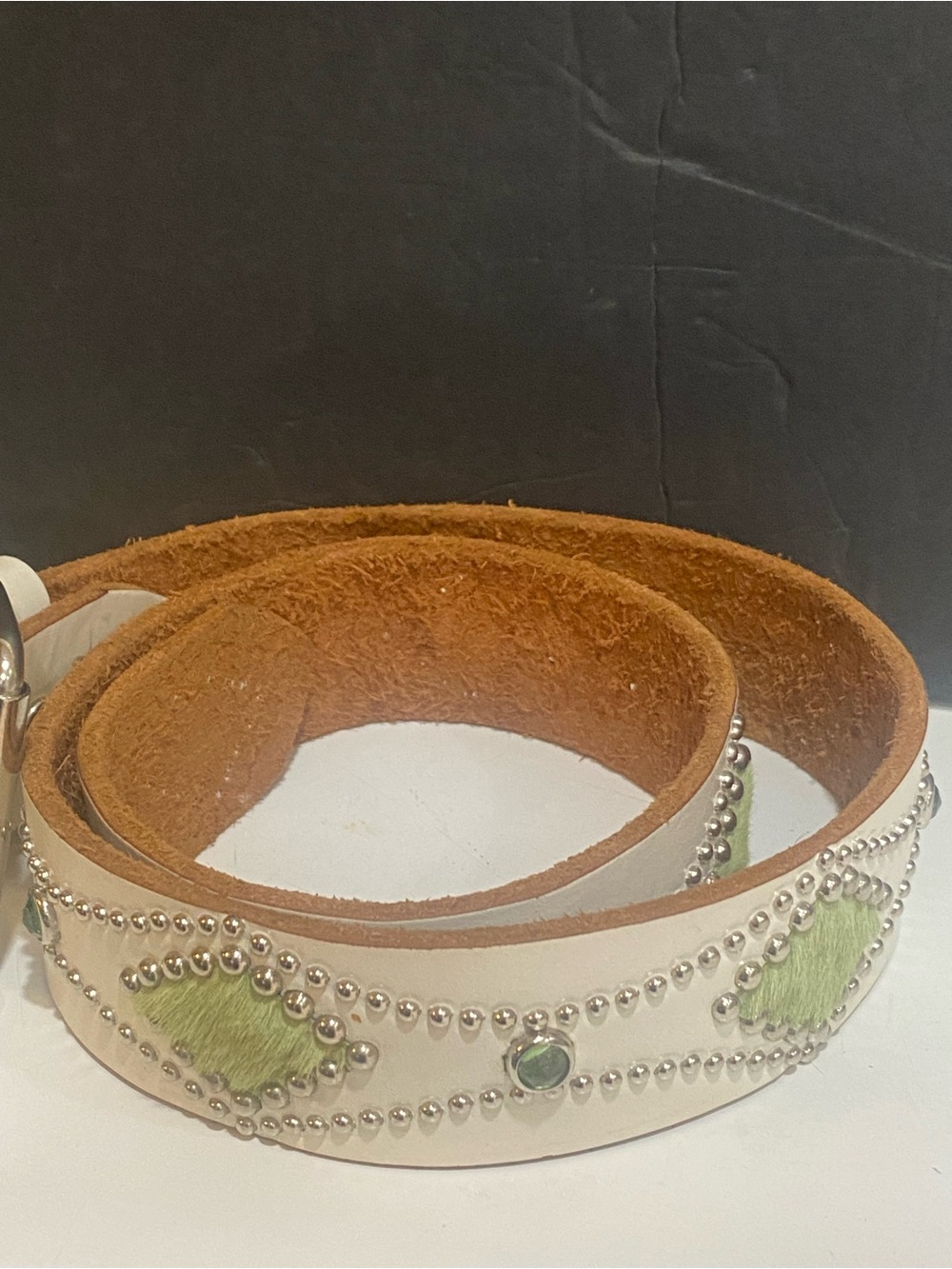 Vintage Western Style Leather- studded belt size Med